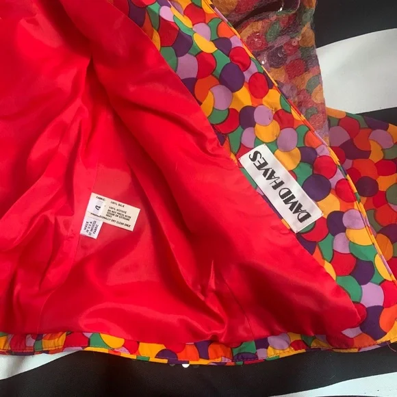 Vintage 1980's David Hayes Sequined Silk S… - Picture 10 of 12